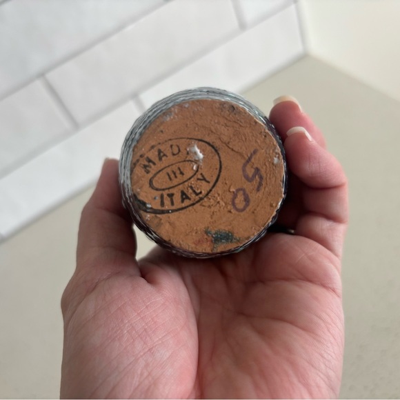 Vintage Made In Italy Bud Vase Mid Century Modern 6 inches Teal Yellow Speckled - Picture 4 of 6